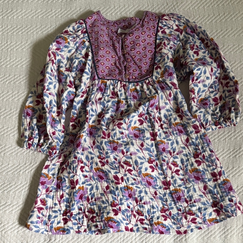 Zara Floral Long Sleeve Dress with Purple Accents